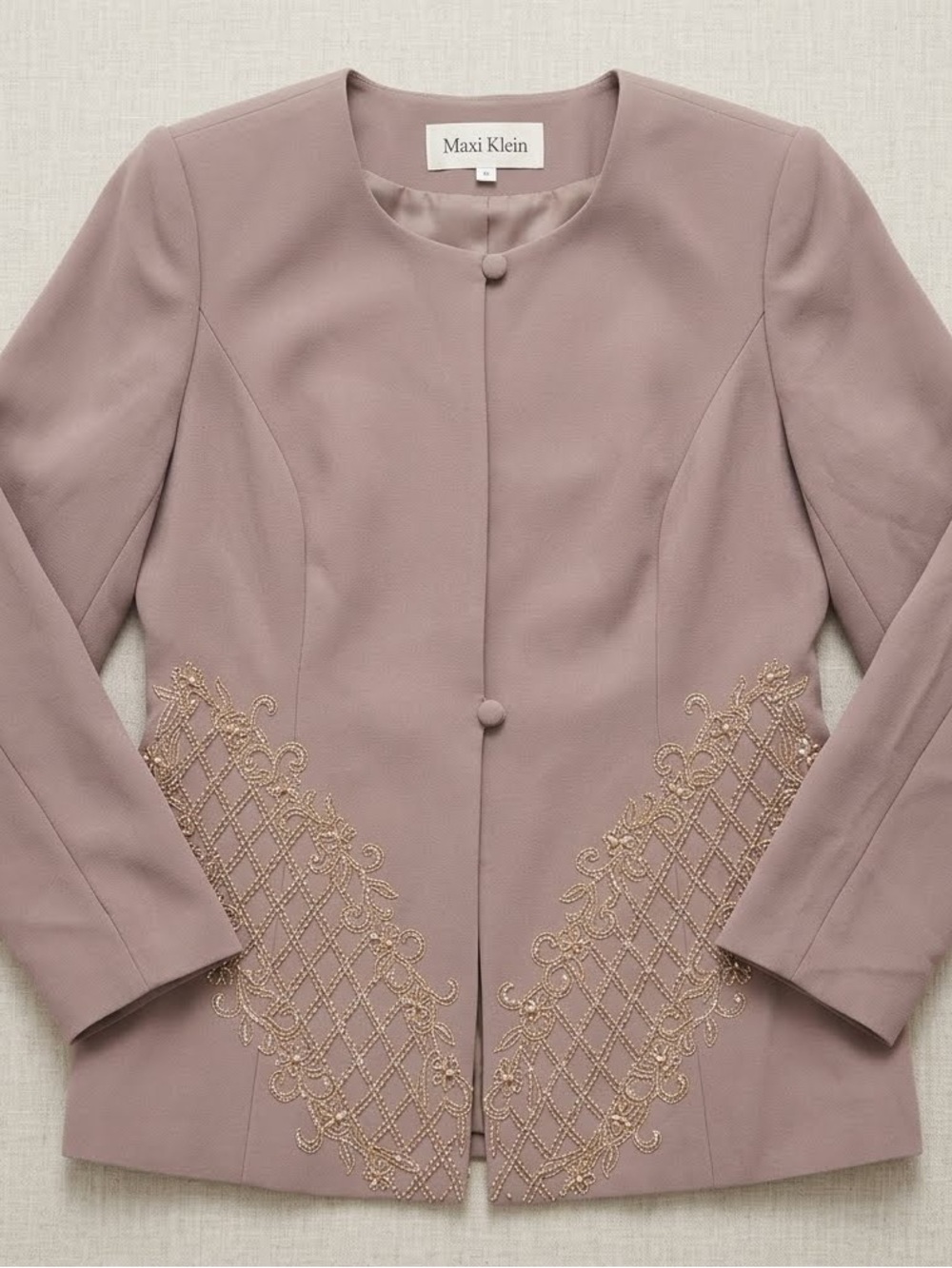 Dusty Rose Embellished Round-Neck Blazer